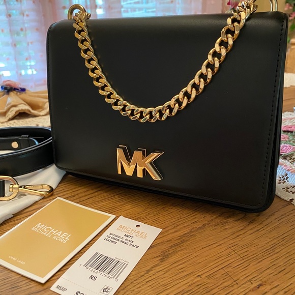 Michael Kors Black Leather Mott Handbag Bag - Picture 3 of 13